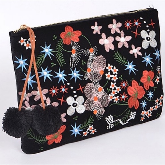 1 LEFT! Embroidered Velvet Clutch - Picture 4 of 7